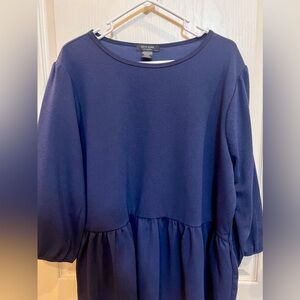 Love Ryan Los Angeles navy blue dropped waist w/ ruffle.  3/4 sleeve. Size 2X